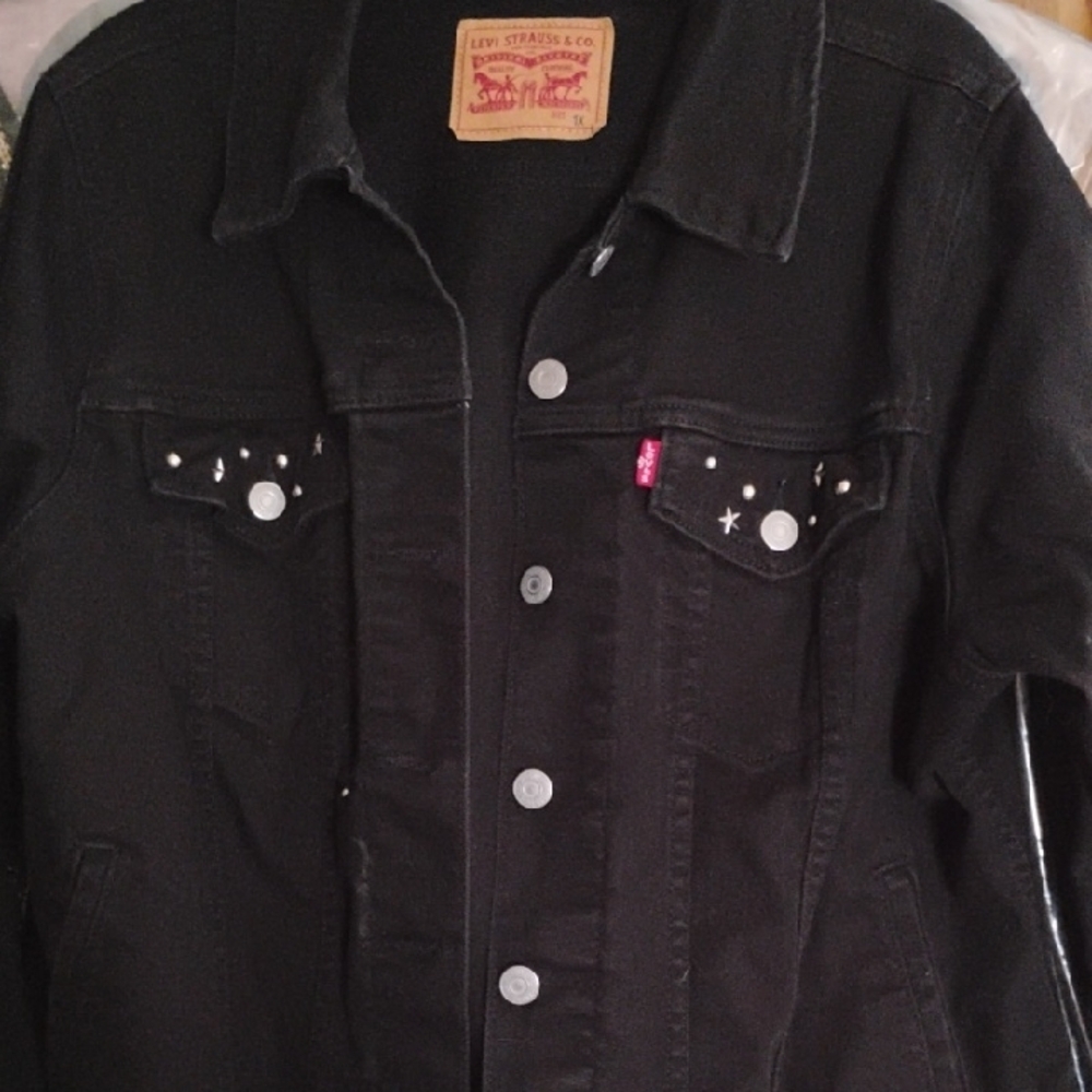 Levi's Black Jean Jacket with Silver Accents